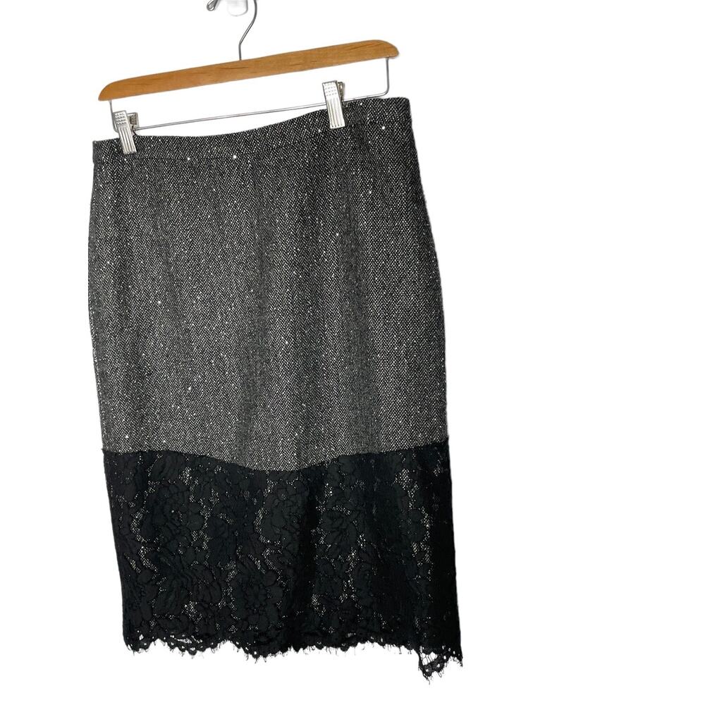 J CREW Black‎ Lace/Wool The Perfect Party Skirt Size 8 womens